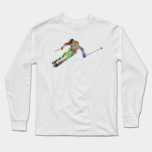 Ski Snow Boarder Long Sleeve T-Shirt by erzebeth